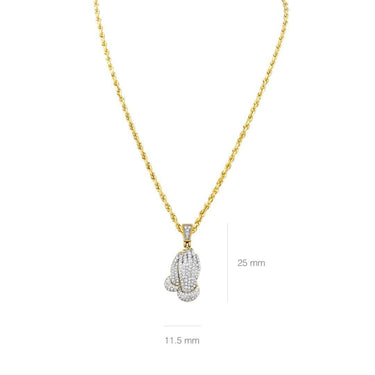 Diamond Praying Hands Pendant in 10K Yellow Gold 0.51 Ctw